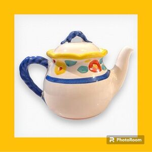 Colorful Ceramic Teapot with Blue Handle